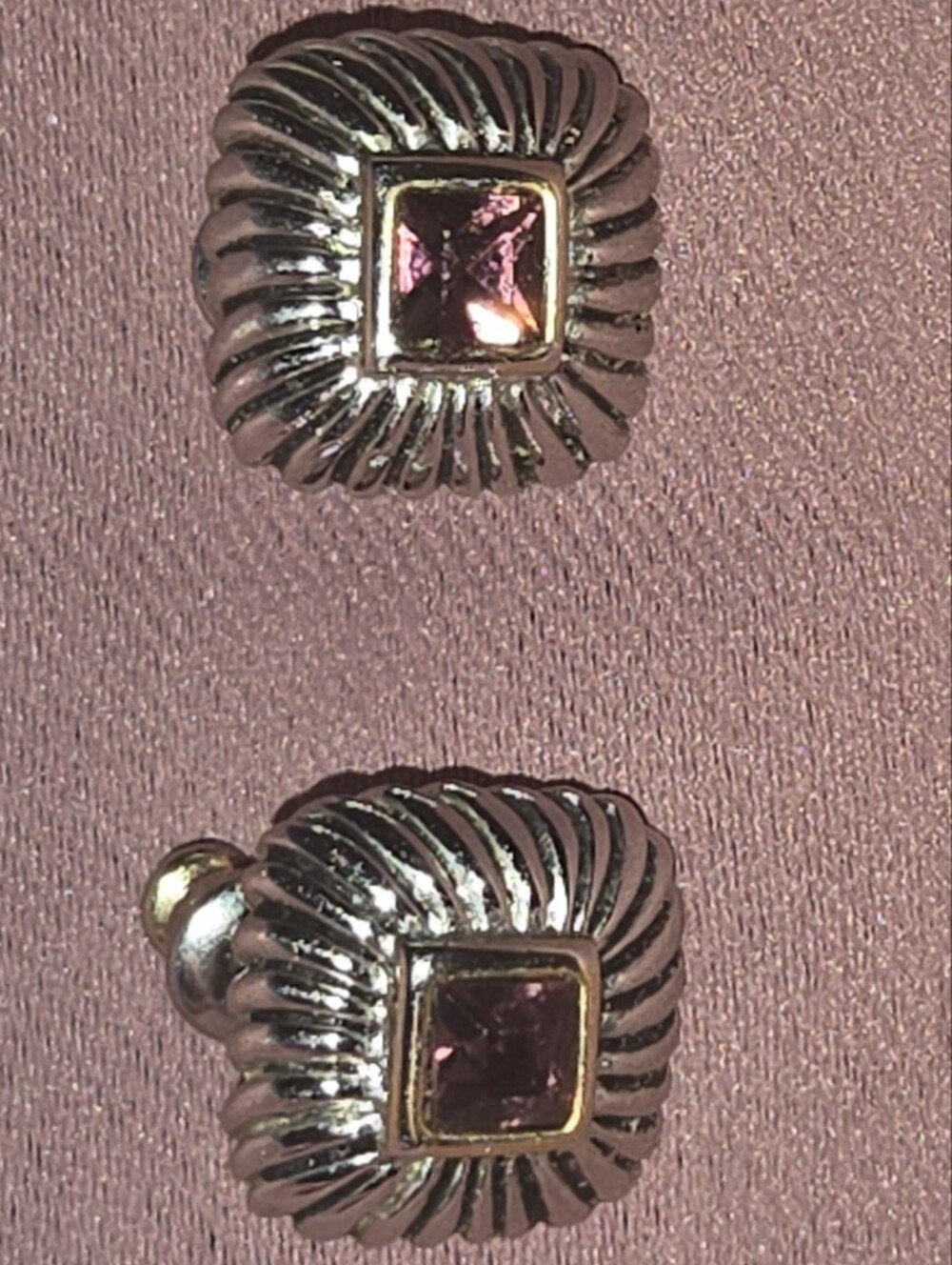 Museum of Fine Arts Square Shaped Gold Tone Stud Earrings - Picture 5 of 5